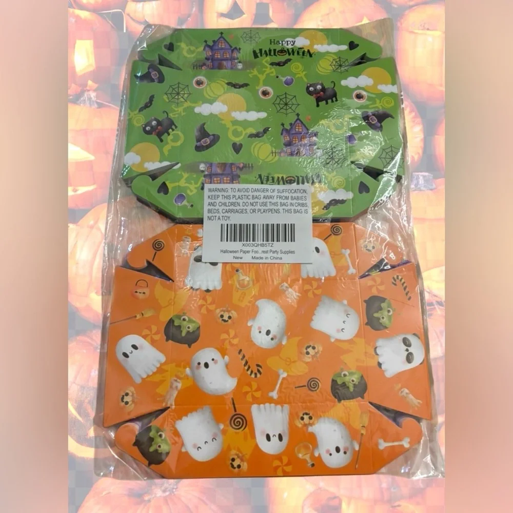 WorldBazaar Halloween Paper Food Trays 60PCS Disposable Party Treat Snack Holder